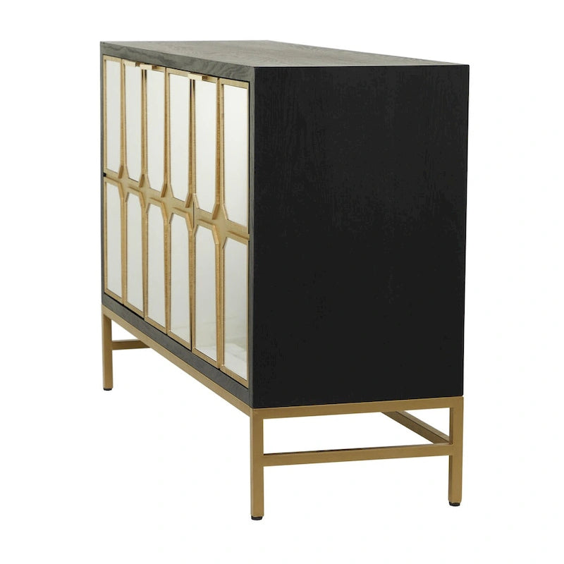 Armario de madera para habitación con frente de espejo - dorado o negro