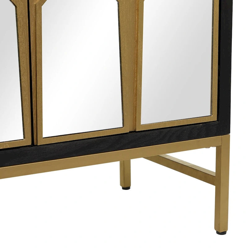 Armario de madera para habitación con frente de espejo - dorado o negro