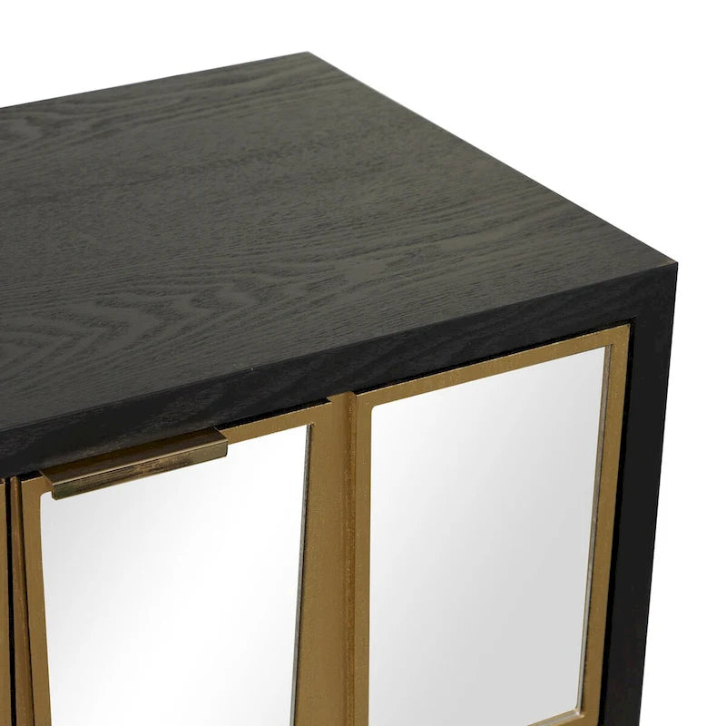 Armario de madera para habitación con frente de espejo - dorado o negro