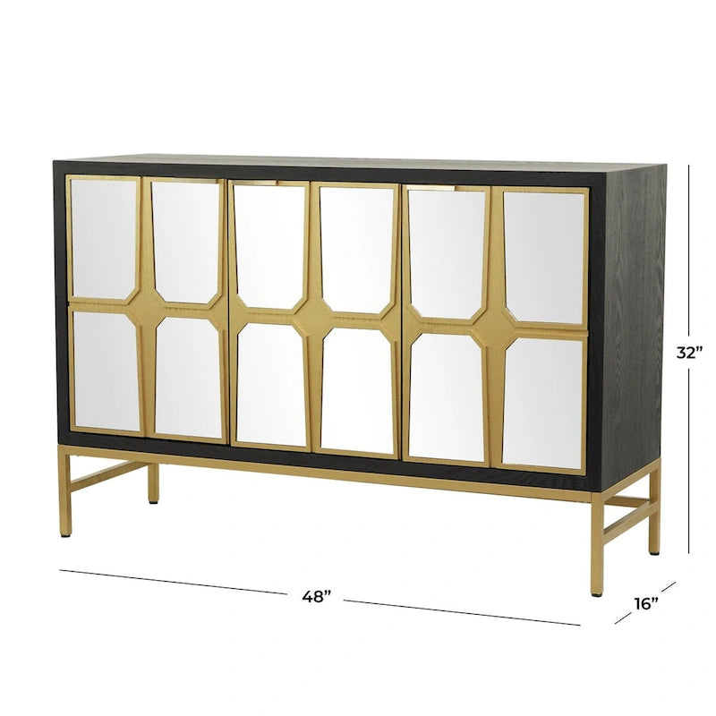 Armario de madera para habitación con frente de espejo - dorado o negro