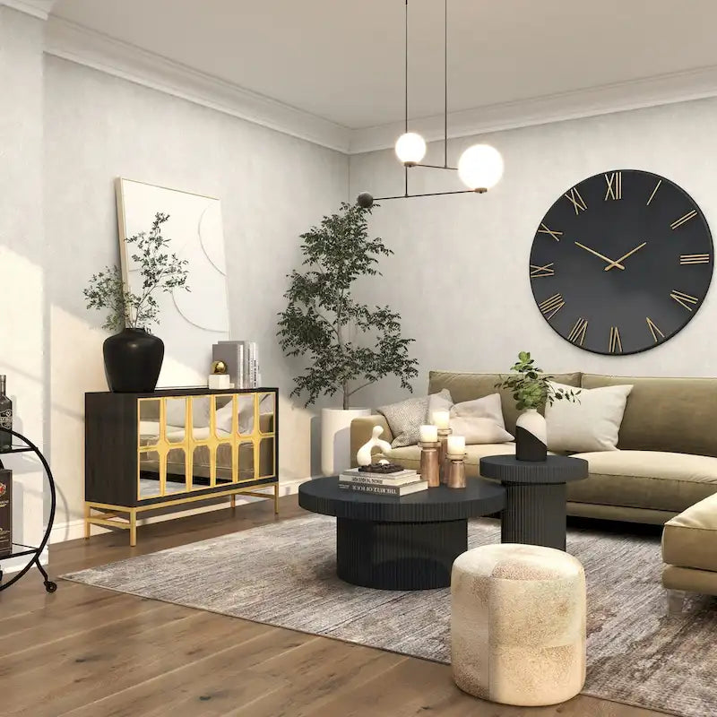 Armario de madera para habitación con frente de espejo - dorado o negro