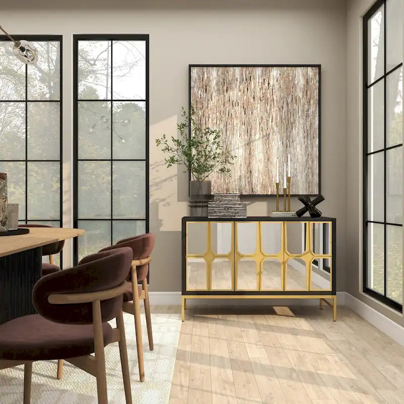 Armario de madera para habitación con frente de espejo - dorado o negro