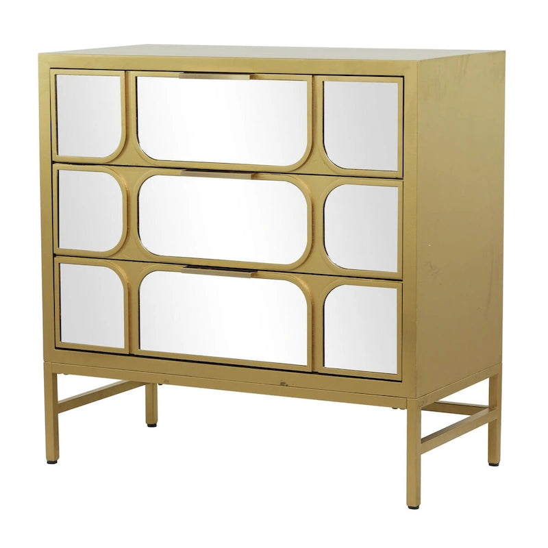 Armario de madera para habitación con frente de espejo - dorado o negro