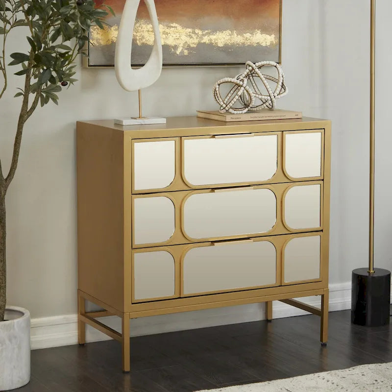 Armario de madera para habitación con frente de espejo - dorado o negro