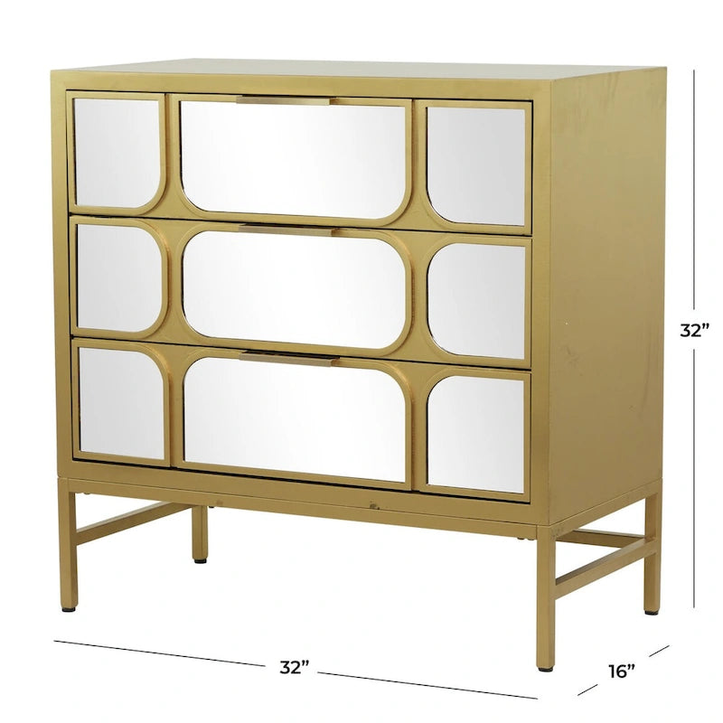 Armario de madera para habitación con frente de espejo - dorado o negro
