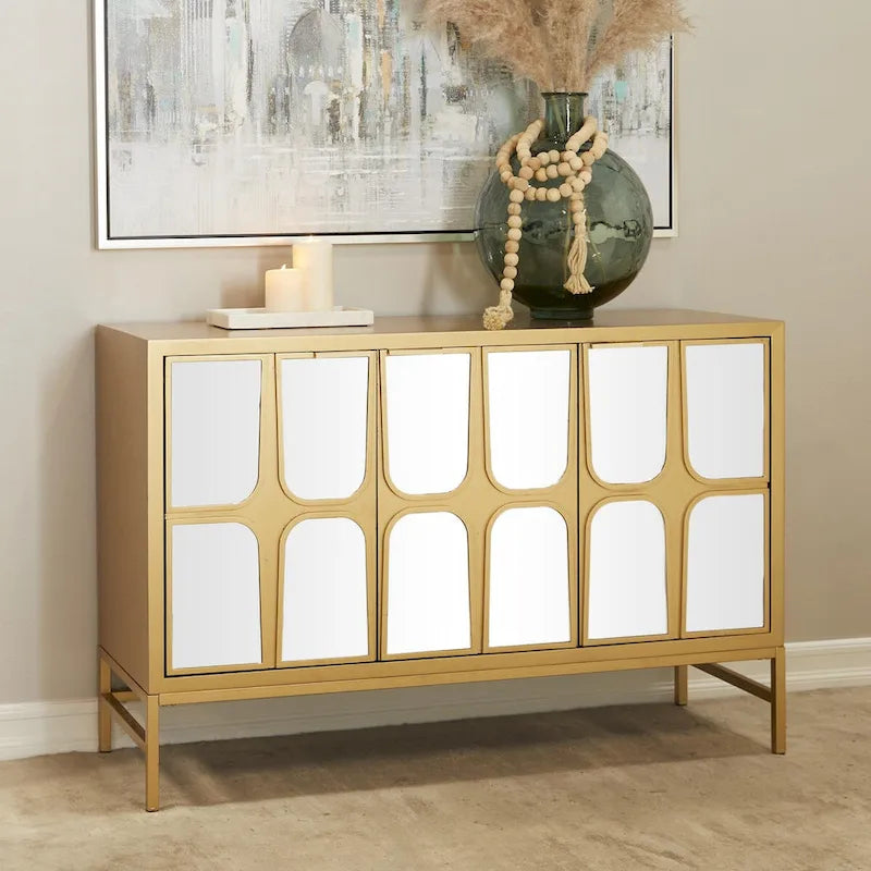 Armario de madera para habitación con frente de espejo - dorado o negro