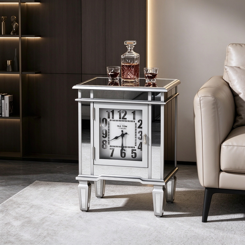 Mesa auxiliar con reloj
